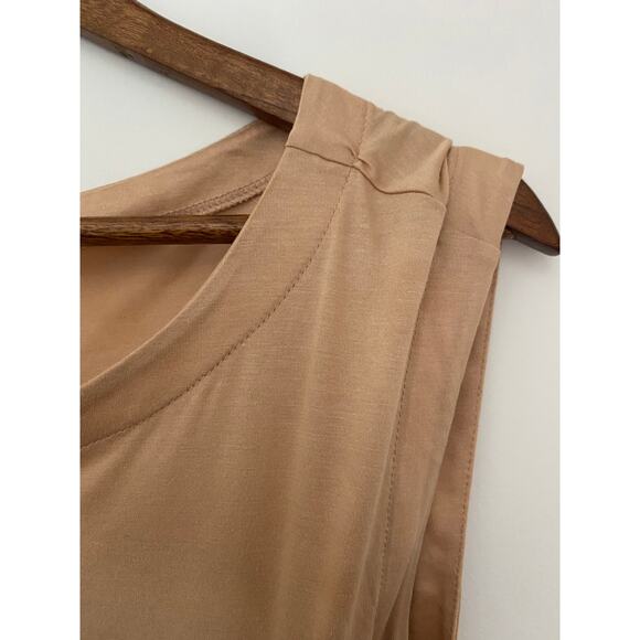 Anthropologie Drape Wrap Tank Top Nude Brown Tan Sleeveless EUC XS Assymetric - Picture 4 of 10